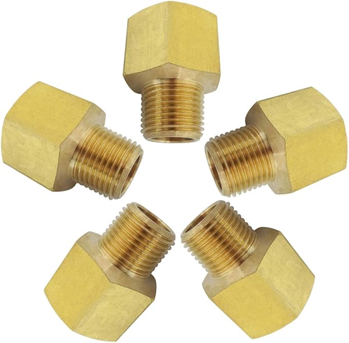 Brass Pipe Fitting Reducer Adapter 1/4" NPT Female x 1/8" NPT Male 5pcs