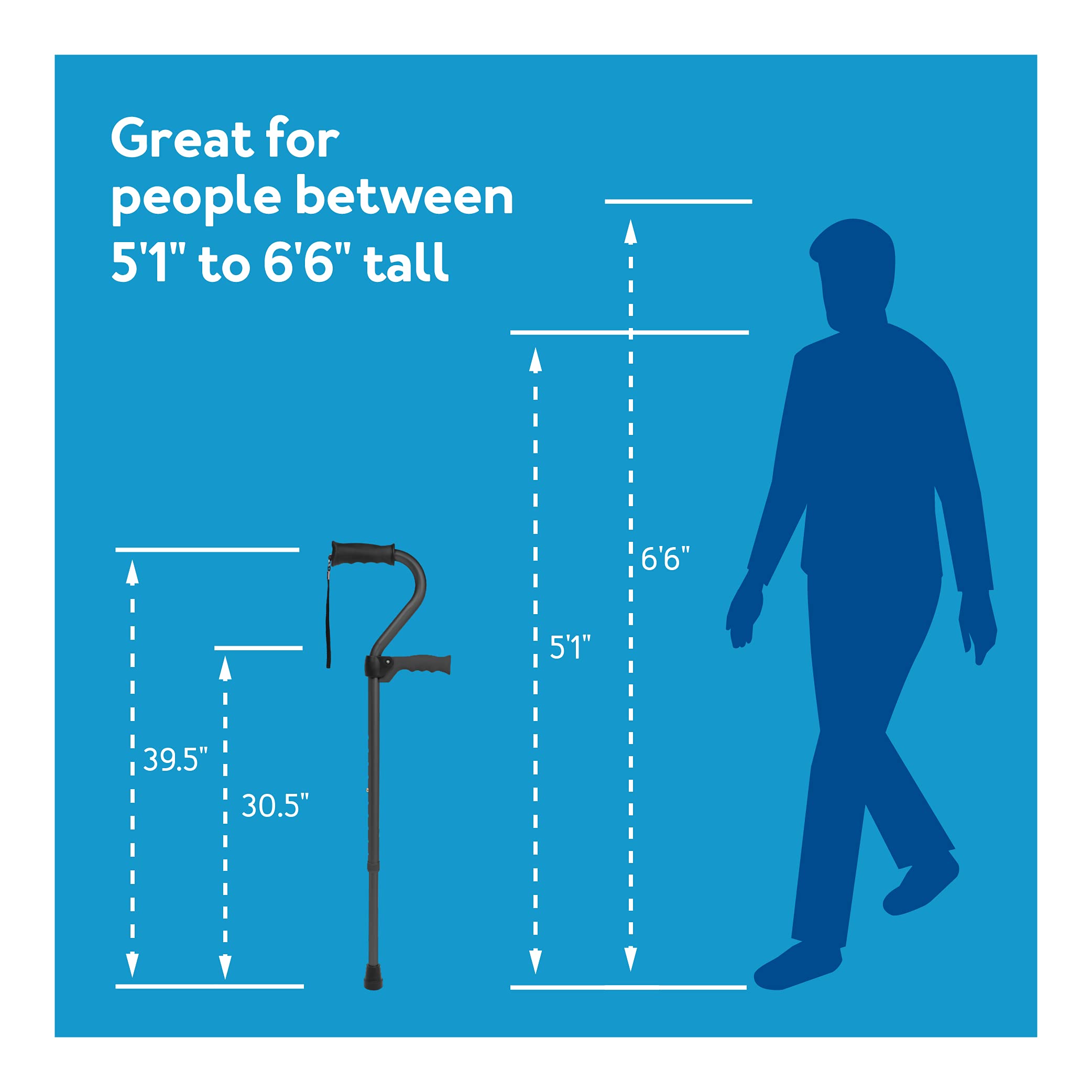 Carex Stand Assist Walking Cane - Includes Secondary Flip Down Handle for Added Support - Uplift Cane and Walking Stick for Seniors, Elderly, Disabled