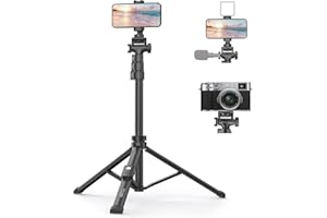 XXZU 61" Phone Tripod, Camera Tripod Stand with Remote & Phone Holder, Tripod for Cell Phone, Travel,Lightweight,Tall Smartphone Tripod Compatible with iPhone/Android/Canon/Video Recording/Webcamera