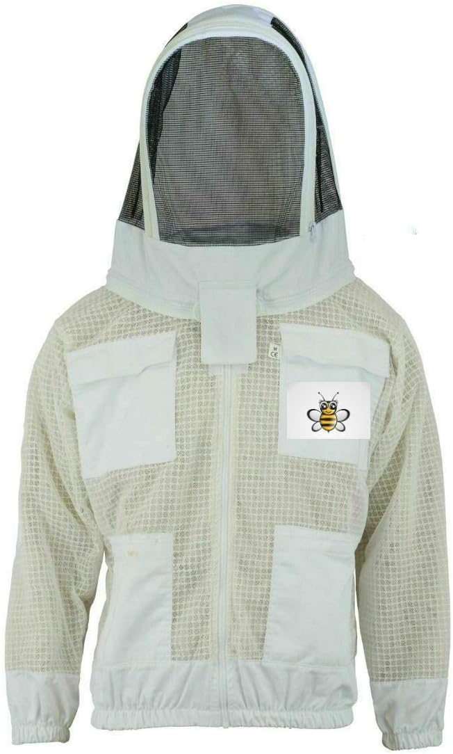 Bee Suit 3 Layer Safety Unisex White Fabric Mesh Beekeeping Jacket Beekeeping Fencing Veil Protective Clothing Beekeeping Clothing Beekeeping Protective Clothing Ventilated Bee-L