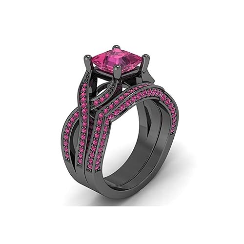 Mejor compromiso anillos de boda en 3,30 ct rosa princesa Cut Crystal montado en