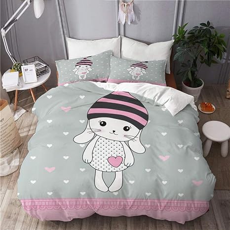 Amazon Xingaka 布団カバー シングル 3点セット かわいいイースターバニーガールベクトルイラスト ベッド用 掛け布団 枕 カバー 洋式 和式兼用 シングル 寝具カバーセット オンライン通販