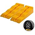 Yellow Leveling Car Ramps – Set of 2 Block Car Ramp, Tri-Leveler, Sturdy Material on Uneven Ground, Universal Fit for Cars Trailer SUV, Stable Ramp/Wheel Chocks Premium Quality, Zento Deals