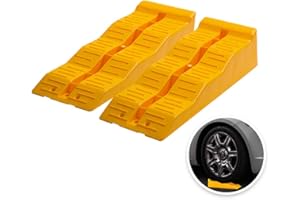 Yellow Leveling Car Ramps – Set of 2 Block Car Ramp, Tri-Leveler, Sturdy Material on Uneven Ground, Universal Fit for Cars Trailer SUV, Stable Ramp/Wheel Chocks Premium Quality, Zento Deals