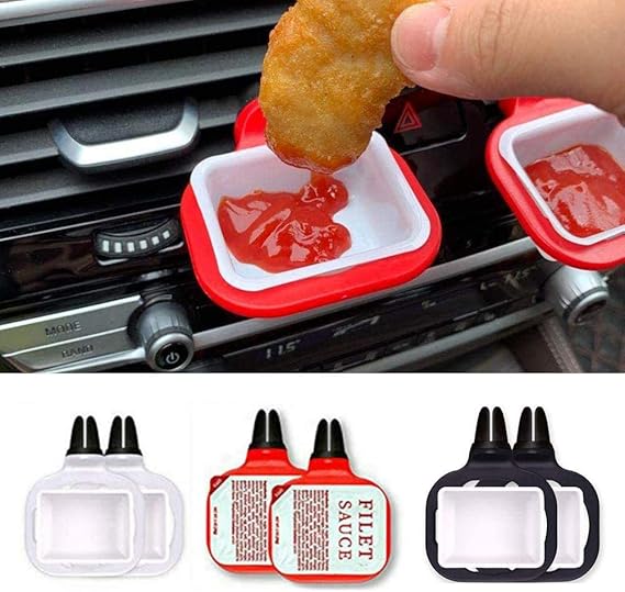 incar Sauce Holder 2Pcs Car Dip Clip Sauce Holder for Ketchup Dipping Car Drinks Cup Saucem Car