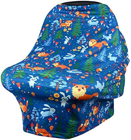 VIVOTE Nursing Cover for Breastfeeding Car Seat Canopy Infant Car Seat Cover Nursing Scarf Multi Use Fox Baby Seat Cover for Shopping Cart, High Chair, Stroller, Stretchy, Breathable, Lightweight