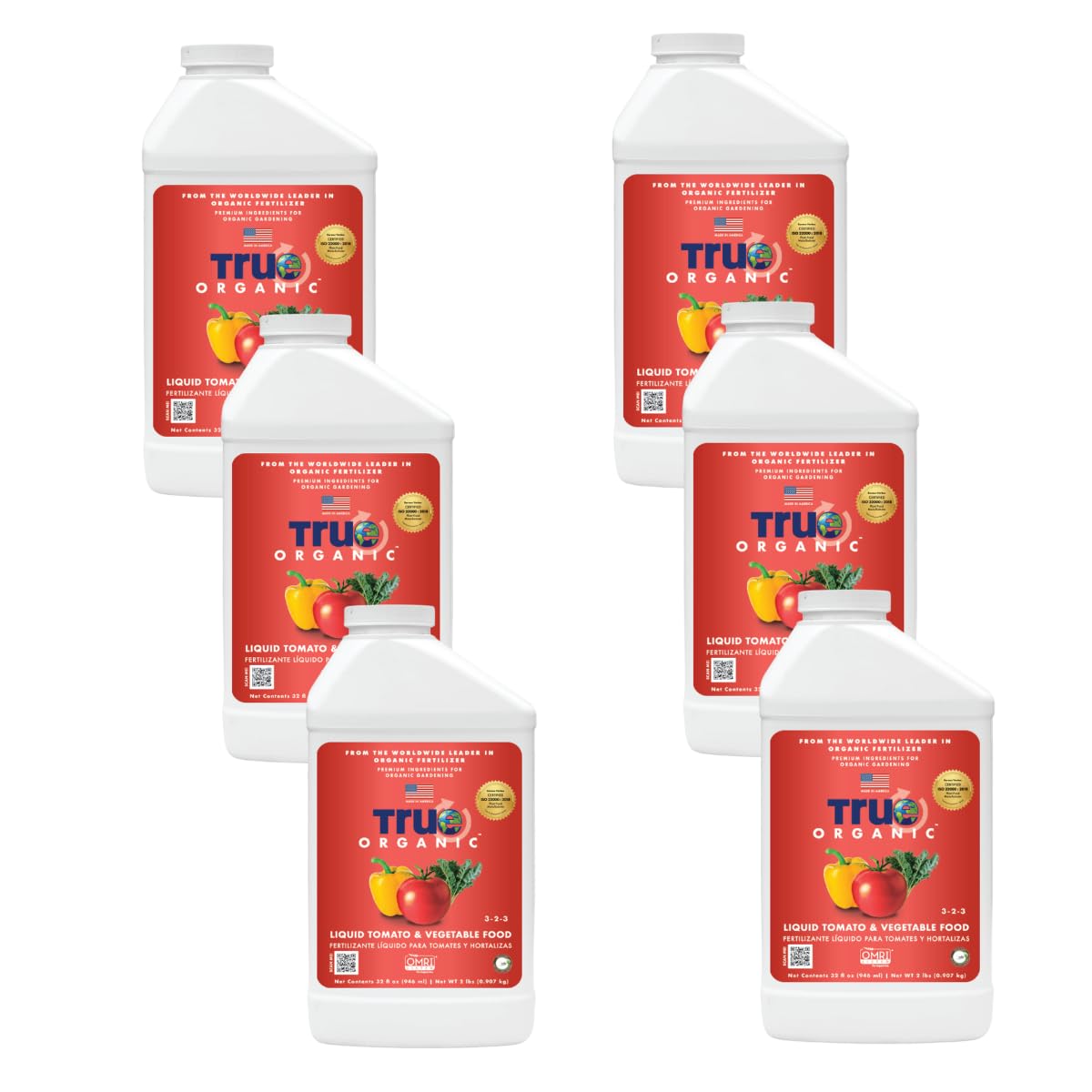 True Organic Liquid Tomato & Vegetable Food – Organic Fertilizer for Superior Harvests – 32 fl. oz. Bottle Covers 60 Sq. Ft.- Case of 6 Image