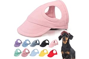 AUIEPET Outdoor Sun Protection Hood for Dogs, 2024 New Dog Hat Canvas Dog Sun Hat Dog Baseball Cap, Pet Dog Outdoor Sun Protection Visor Hat with Ear Holes and Adjustable Neck Strap (Pink, Medium)