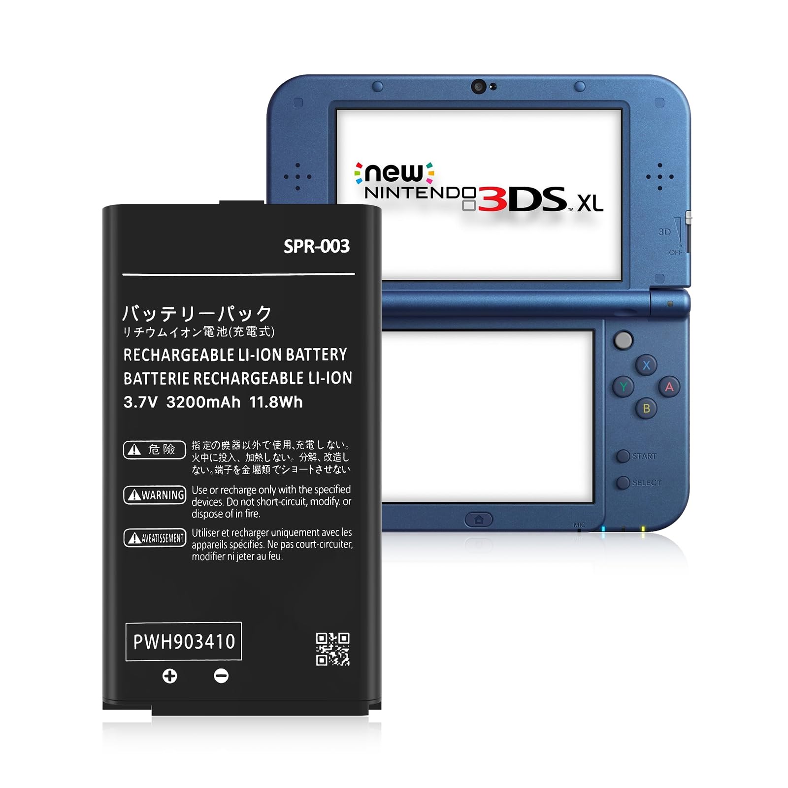 3DS XL Battery Pack, (2024 New Version) Ultra High Capacity 3200mAh Liion Replacement Battery