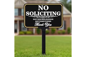 DXSIGN No Soliciting Signs for House With Stake, No Soliciting Sign for Front Door 14x10 inch/37 inch Height - Polite Warning with UV Ink Aluminum Sign for Lawn, Back Yard and Doorway