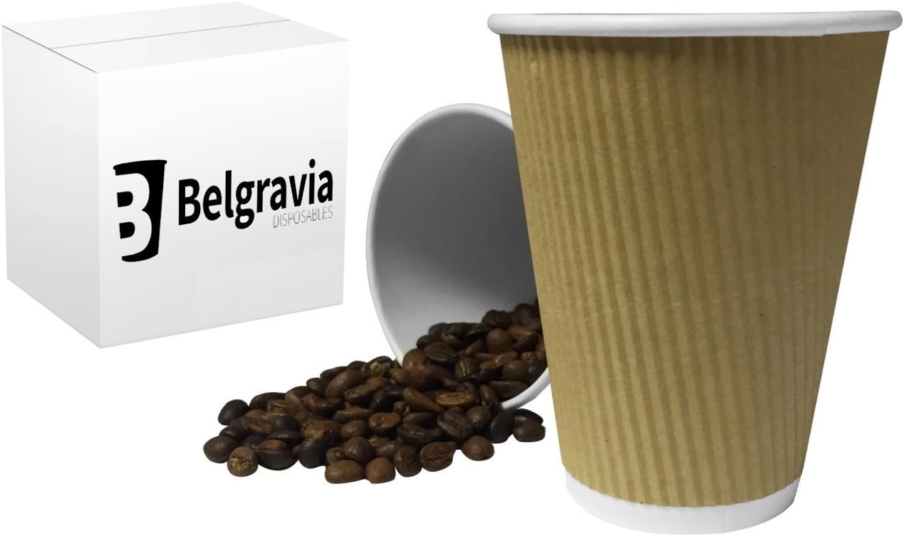 Belgravia 25 X 8oz / 240ml Kraft Triple Walled Paper Ripple Cups