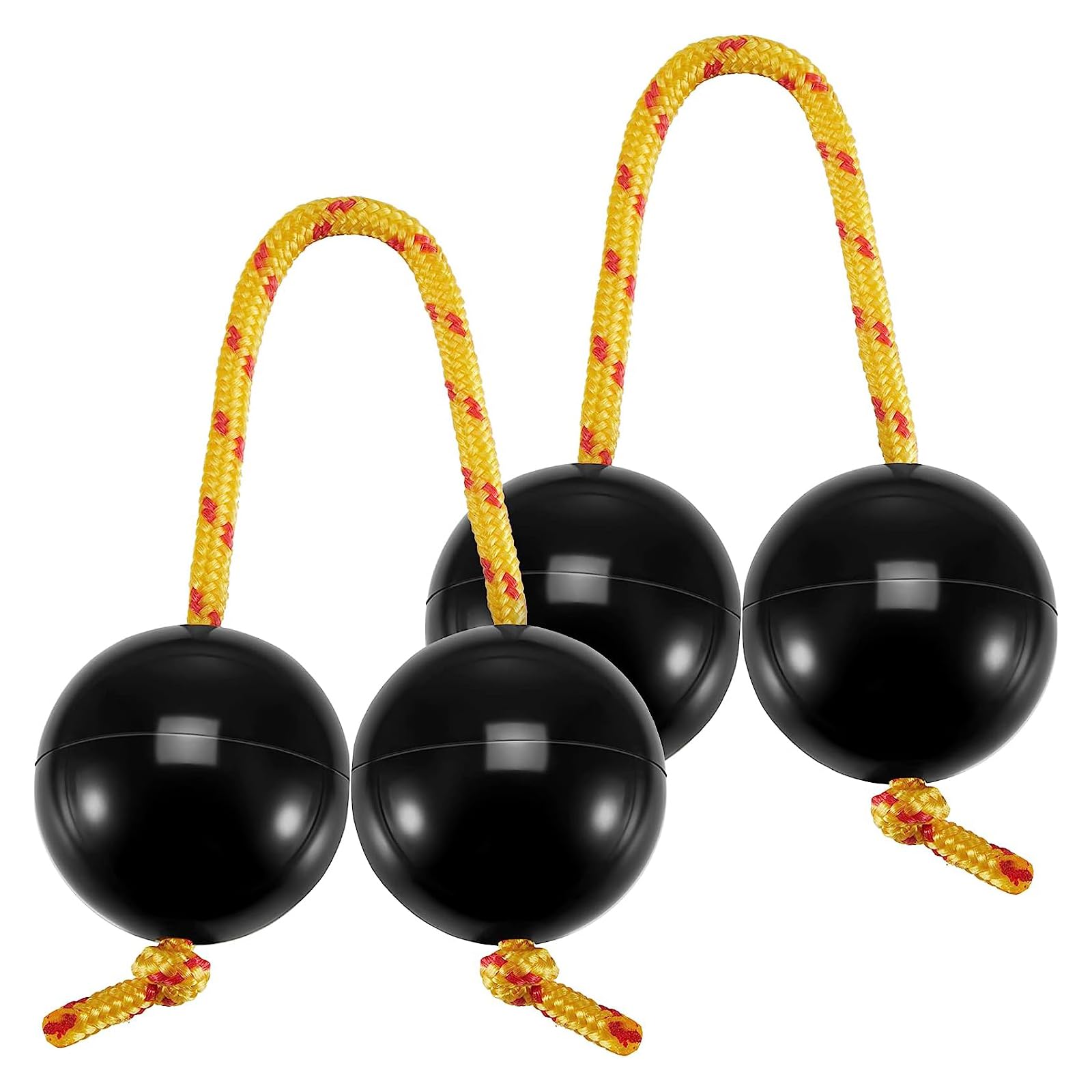 DINGFENG 2 Pairs of Aslatuas Rhythmic Ball, Kashaka Shaker Instrument Classical African Shaker Rattle Hand Percussion for Kids Adults Weddings Parties Musical Class (Black)