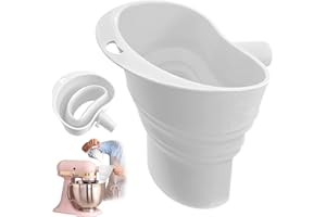 Wulqiiy Flour Funnel Silicone for KitchenAid Stand Mixer, Extended Length Foldable Flour Infundibulum, Mess-Free Baking Attac