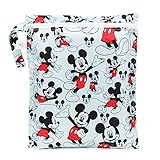 Bumkins Disney Mickey Mouse Waterproof Wet Bag, Washable, Reusable for Travel, Beach, Pool, Stroller, Diapers, Dirty Gym Clothes, Wet Swimsuits, Toiletries, Electronics, Toys, 12x14