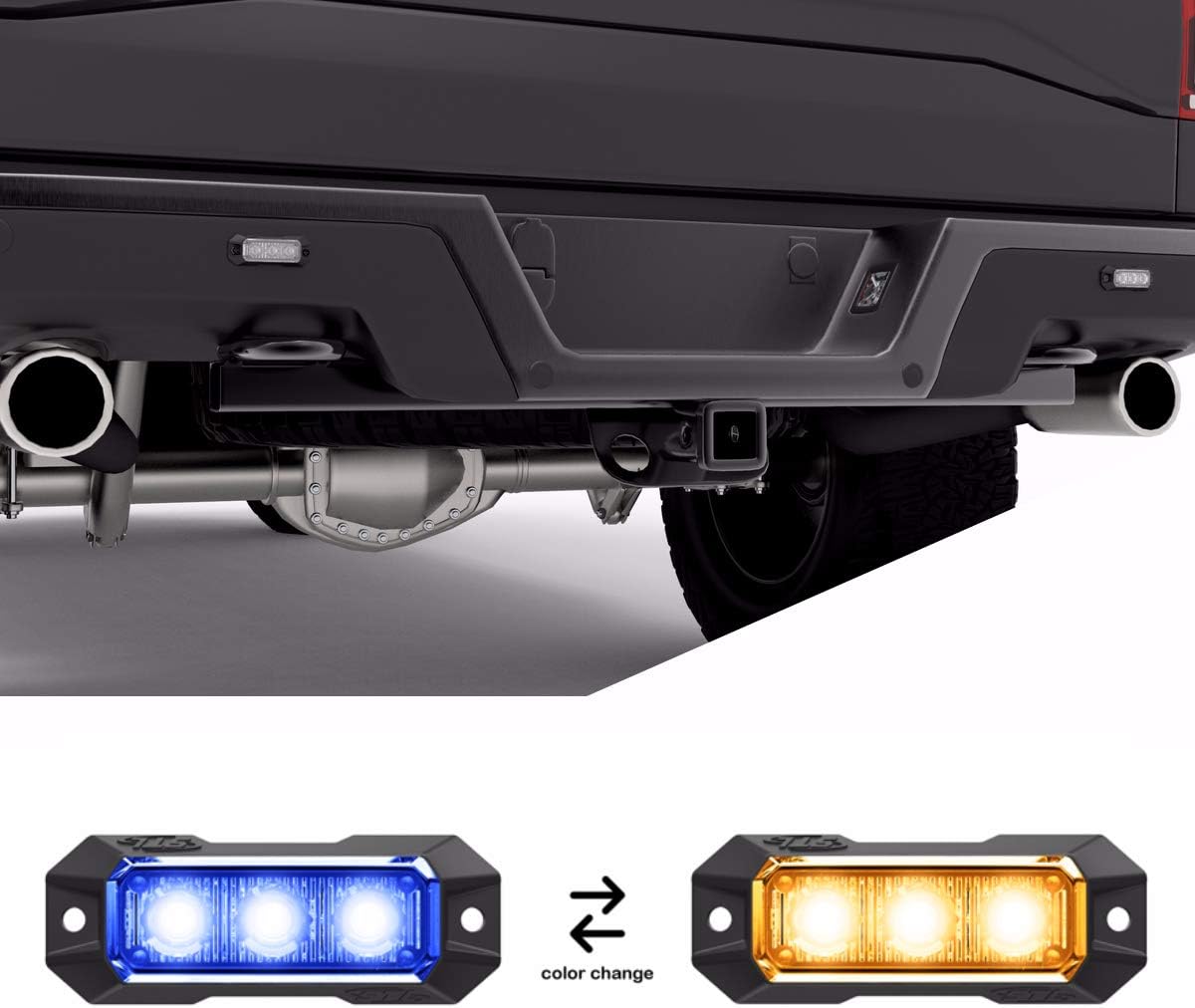 SpeedTech Lights Z-3 9W LED Strobe Light for Police Cars, Construction Trucks, Service Vehicles, Plows, Emergency Vehicles. Surface Mount Grille Flashing Hazard Beacon Light Blue/Amber (Blue/Yellow)