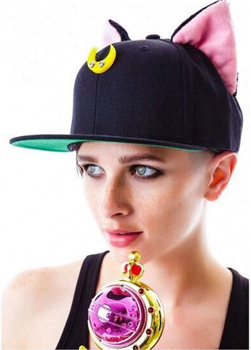 Ilucky Anime Sailor Moon Luna Cat Ears Hat Adjustable Baseball Cap (balck)