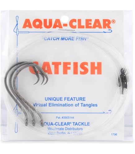 Aqua-Clear Dropper Rig Fishing Rig, Striped Bass Rockfish Setup, 3/0 Nickel Octopus Hook with Swivel, 60 lb Mono Line 5 ft, T-Standoff : Sports & Outdoors