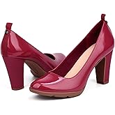 JENN ARDOR Women's Pumps Chunky Heels Platform Shoes Comfort Round Closed Toe Block Heel Pumps Dress High Heeled Office Shoes for Ladies More Than 3 inch Heel