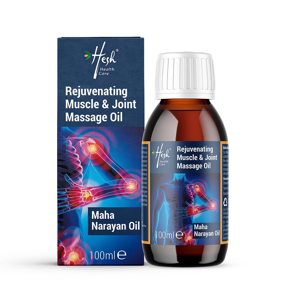 Hesh Maha Narayan Oil for Joint Pain Relief | Turmeric Massage Oil for Muscle Pain Relief | MahaNarayana Oil for Sports Massage | Arthritis Pain Relief & Back Pain with 26+ Ayurvedic Herbs |1x100 ml