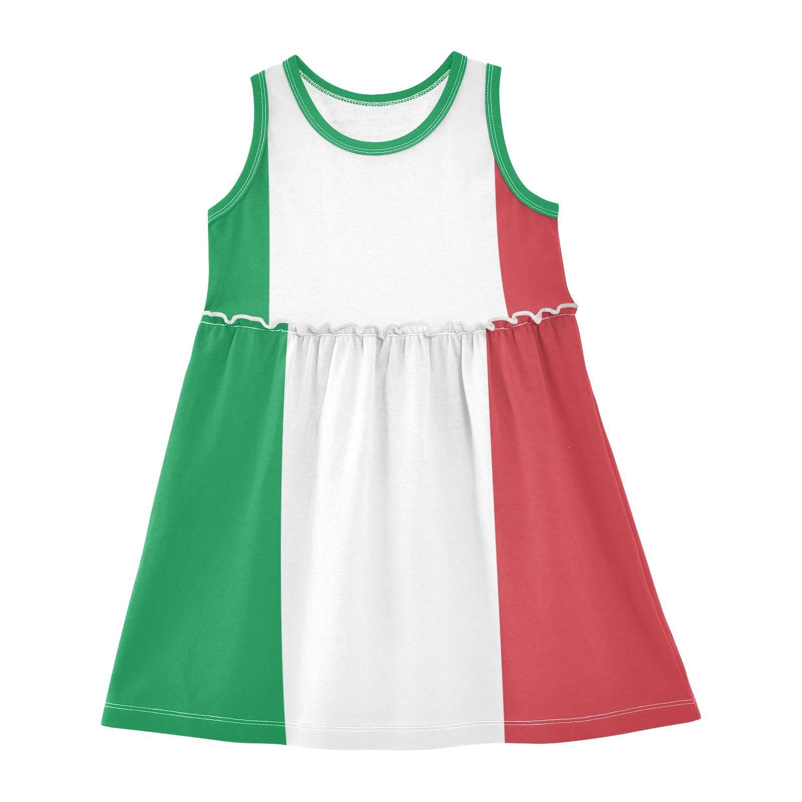Aflyko Sleeveless Dress for Girl Italy Flag Casual