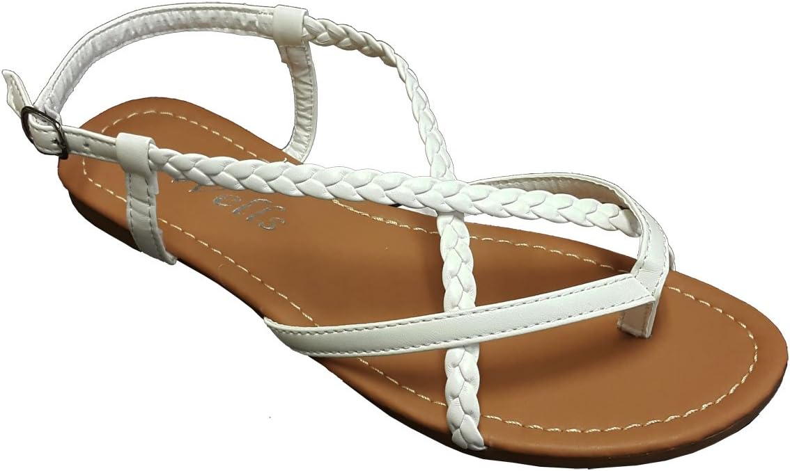Elegant Women's Fashion Braided Criss Cross Straps White Color Gladiator Flat Sandals