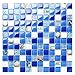 Artistic Mosaic Tiles Real Seashell Inlayed Blue and White Glass Backsplash Wall Tile(Sample 12x12 Inches)