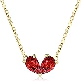 TURANDOSS Valentines Day Gifts for Women Her Teen Girls - Gold Birthstone Necklace, 14K Dainty Gold Plated Heart Birthstone Pendant Necklaces for Women Teen Girls Kids Birthday Jewelry Gifts