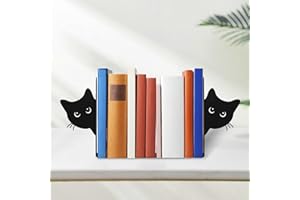 2Pcs Peeping Cat Shape Metal Bookends Decorative Desktop Book Ends Versatile Stable Base Bookends with Smooth Surface Edge fo