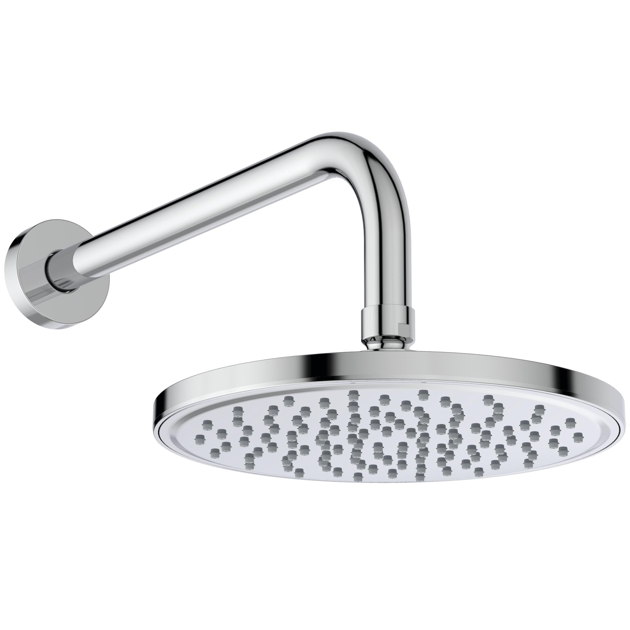 Fixed Shower Head - Ideal Standard Idealrain M1 Round 200mm Rain Shower Head with L1 300mm Wall Arm, Chrome, BD647AA