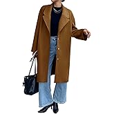 Cicy Bell Womens Long Fall Pea Coat Casual Slim Fit Notched Collar Trench Coats Single Breasted Jacket