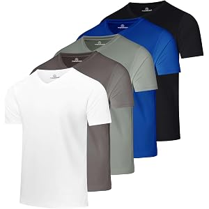 5 Pack Men's Mesh V Neck T Shirts Dry Fit Athletic Workout Gym Running Tees | Available In Big & Tall, Short Sleeve, Moisture