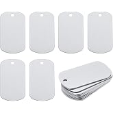 Rebower Aluminum Blank Tags Engraving Metal Stamping Blanks,[for Number Tag, Dog Tag,Pendant Decoration] - 2 x 1.2 Inch/Silver / 25 Pcs