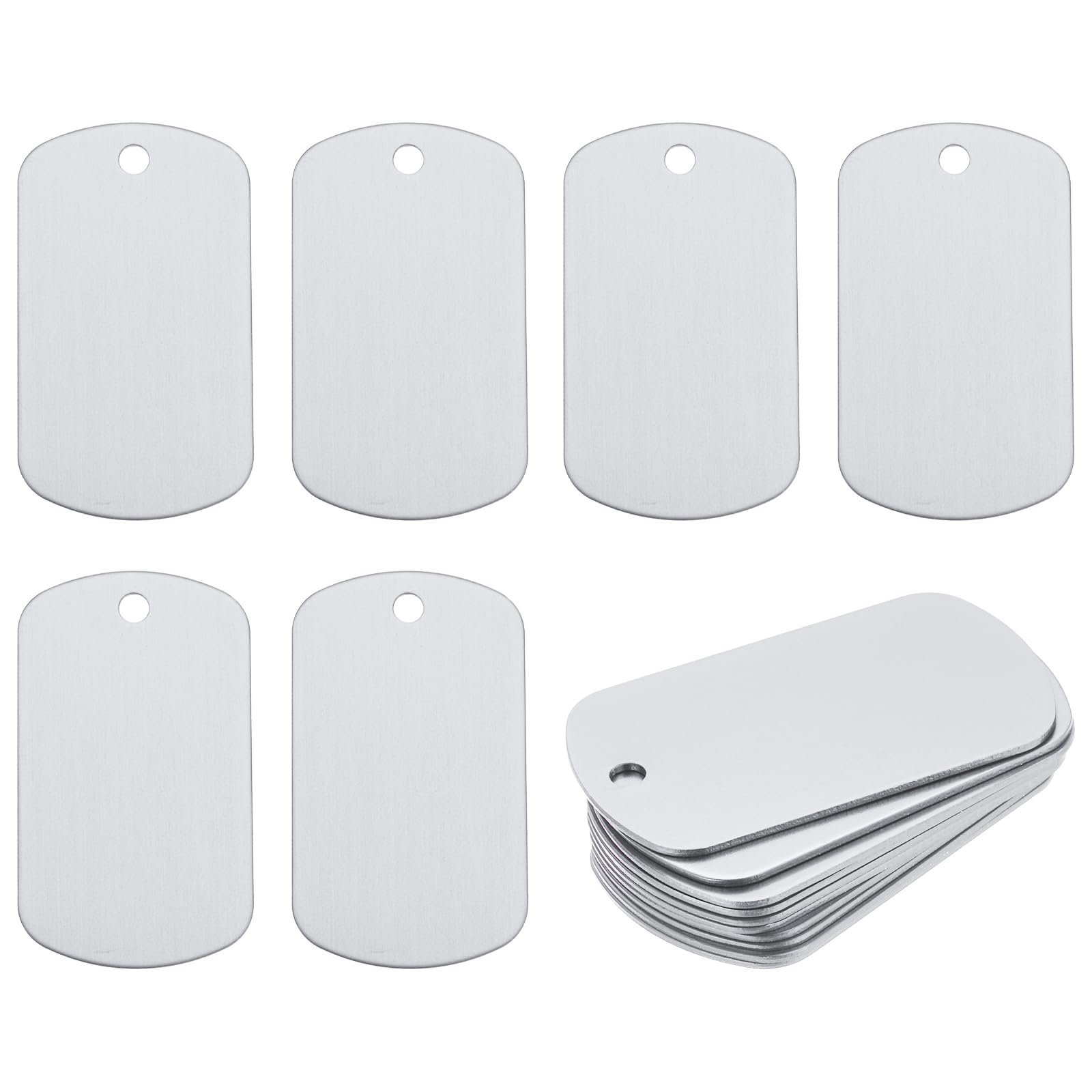 Rebower Aluminum Blank Tags Engraving Metal Stamping Blanks,[for Number Tag, Dog Tag,Pendant Decoration] - 2 x 1.2 Inch/Silver / 25 Pcs