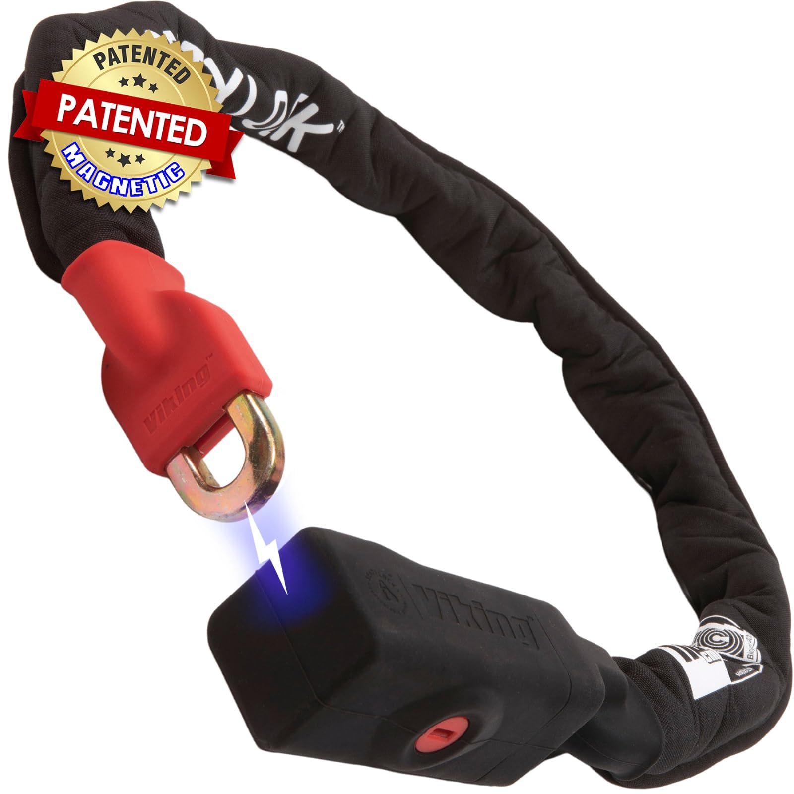 Seatylock Viking Bike Chain Lock with Key - Magnetic Patented Sold Secure Rated - Heavy Duty Anti Theft - Smart Ultra Security Bicycle Lock (110 CM - 43.31", Gold Rated)