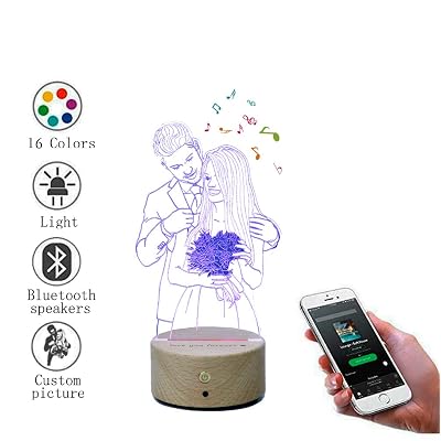 Personalized Photo 3D Crystal Lamp Night Light 16 RGB Color Changing,LED Table Lamp,Bluetooth Speakers,Music Player Christmas Gifts