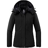 Wantdo Women's Mountain Waterproof Ski Jacket Hooded Winter Snow Coat Insulated Parka Fleece Rain Jacket