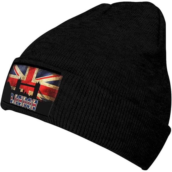 Haebfsl Union Jack Flag - Vintage Beanie Hat for Women Men Winter