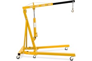 4400 LBS Engine Hoist, 2 T Heavy Duty Cherry Picker Shop Crane Folding Hydraulic Engine Lift w/ 6 Casters for Garage Workshop