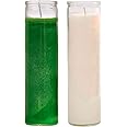 Prayer Candles - Wax Candles (2 Pc) Green and White Great for Sanctuary, Vigils and Prayers - Unscented Glass Candle Set - Jar Candles - Spiritual Religious Church - St Patricks