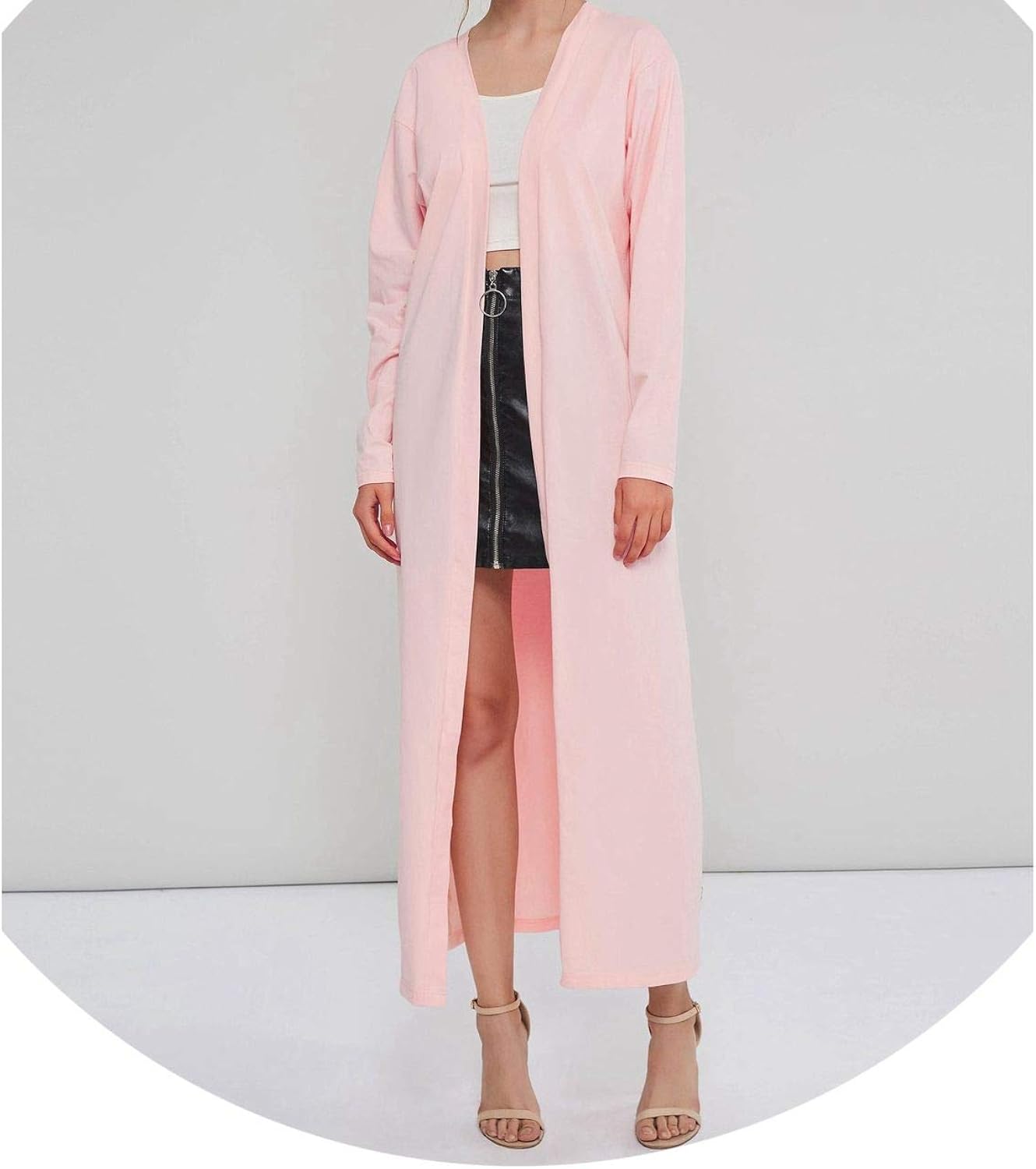 Pink Extra Long Loose Trench Coat Women Work Spring Plus