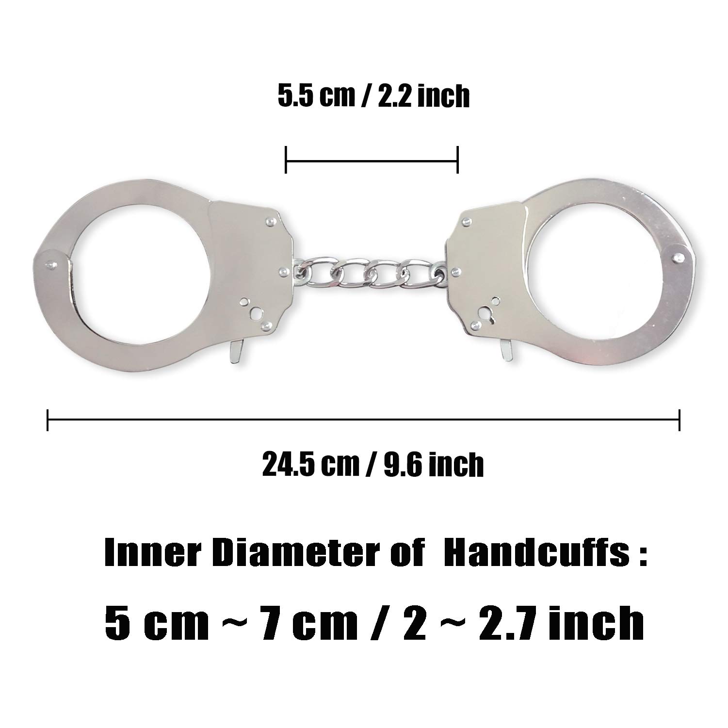 Toy Handcuffs with Keys Metal Toy Handcuffs for Kids (Silver)