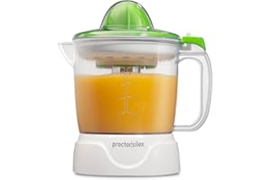 Proctor Silex Juicer Electric Citrus Juicer Machine, 34 oz., for Orange, Lemon, Grapefruit Juice, White and Green (66340)