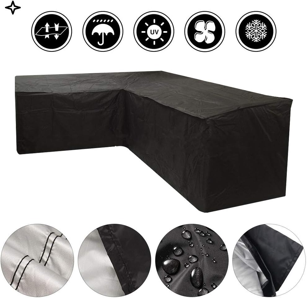 Meteorflying L Shaped Garden Furniture Covers Polyester Waterproof Windproof Heavy Duty Outdoor Patio Corner Sofa Couch Dining Set Cover For Home Garden Furniture Protection 34 25in 84 65in 84 65in Sofas