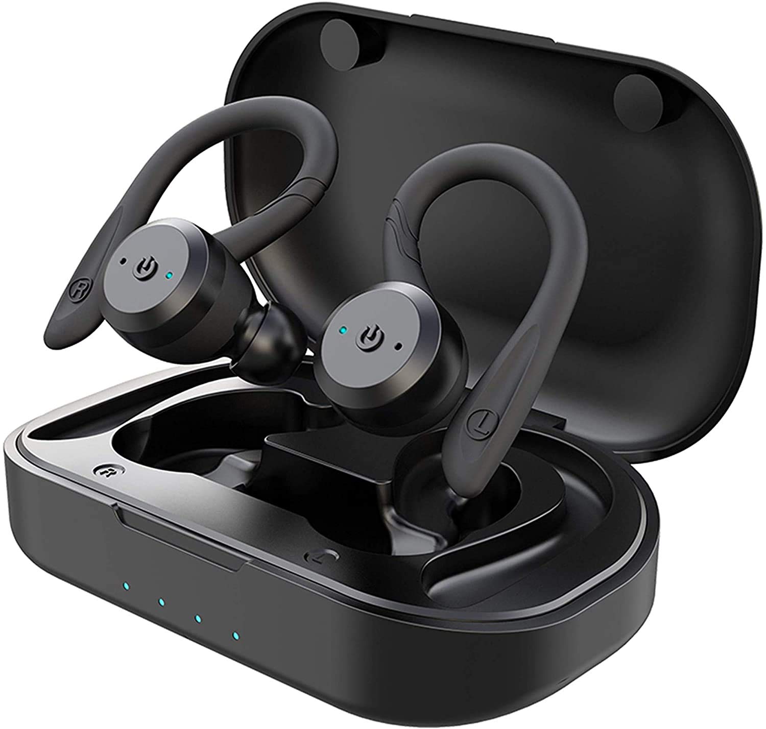 TIE Audio Waterproof Wireless Earbuds incl. Powerbank (Bluetooth 5.0, for Outdoor & Sports Activities, iOS & Android, Up To 10 Hours of Phoning or Listening To Music), Black