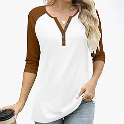 Henley Shirts for Women Y2K Contrast Color Block
