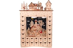 Clever Creations Wooden Christmas Advent Calendar, Countdown to Christmas, LED Holiday Decoration, Battery Operated, Santa Village