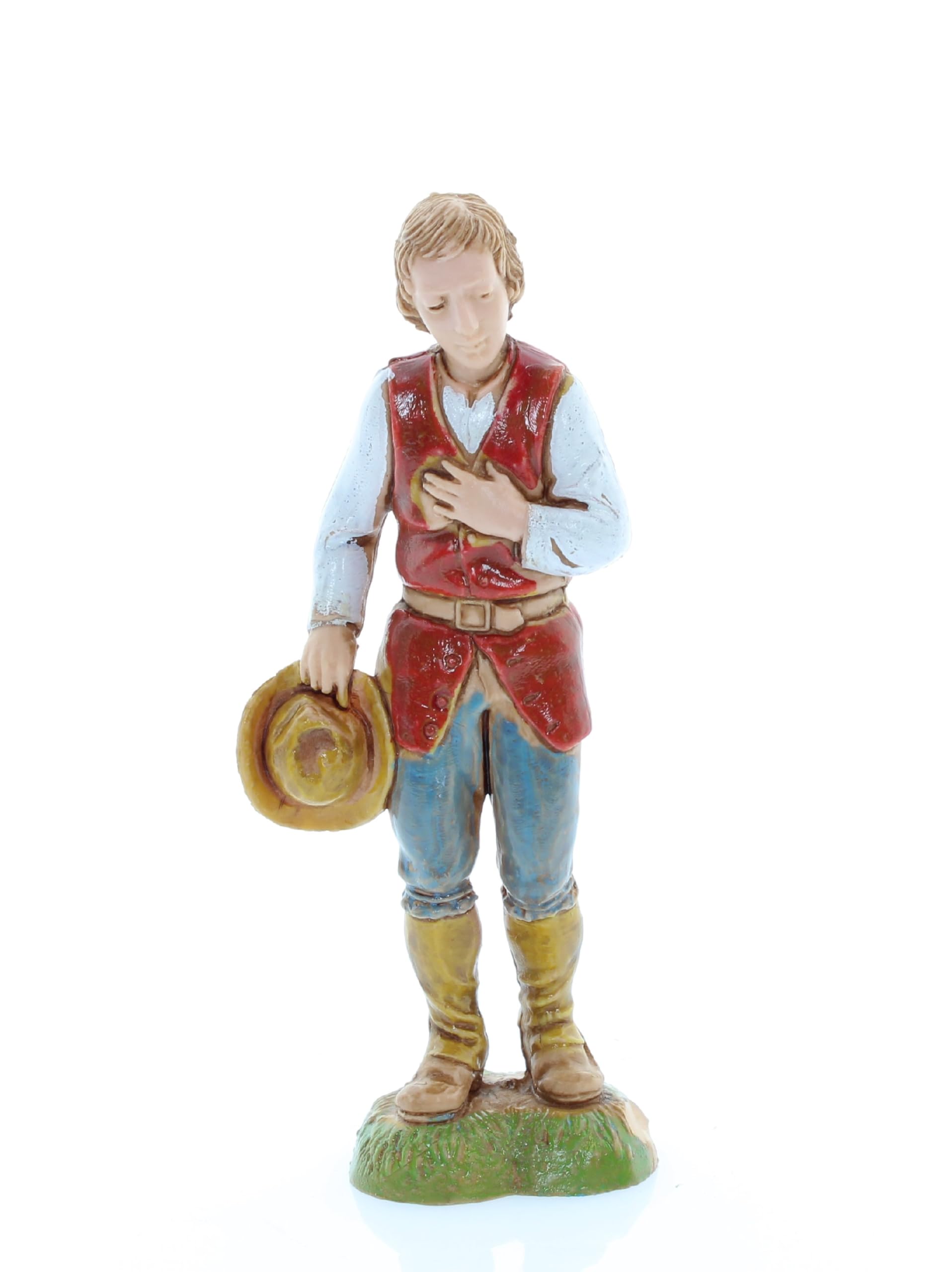 Moranduzzo Man with Hat for Nativity Scene 4 Inch Scale 1:20 – Height 3.38 in – Resin Figure, Hand-Painted, Sculptor Martino Landi