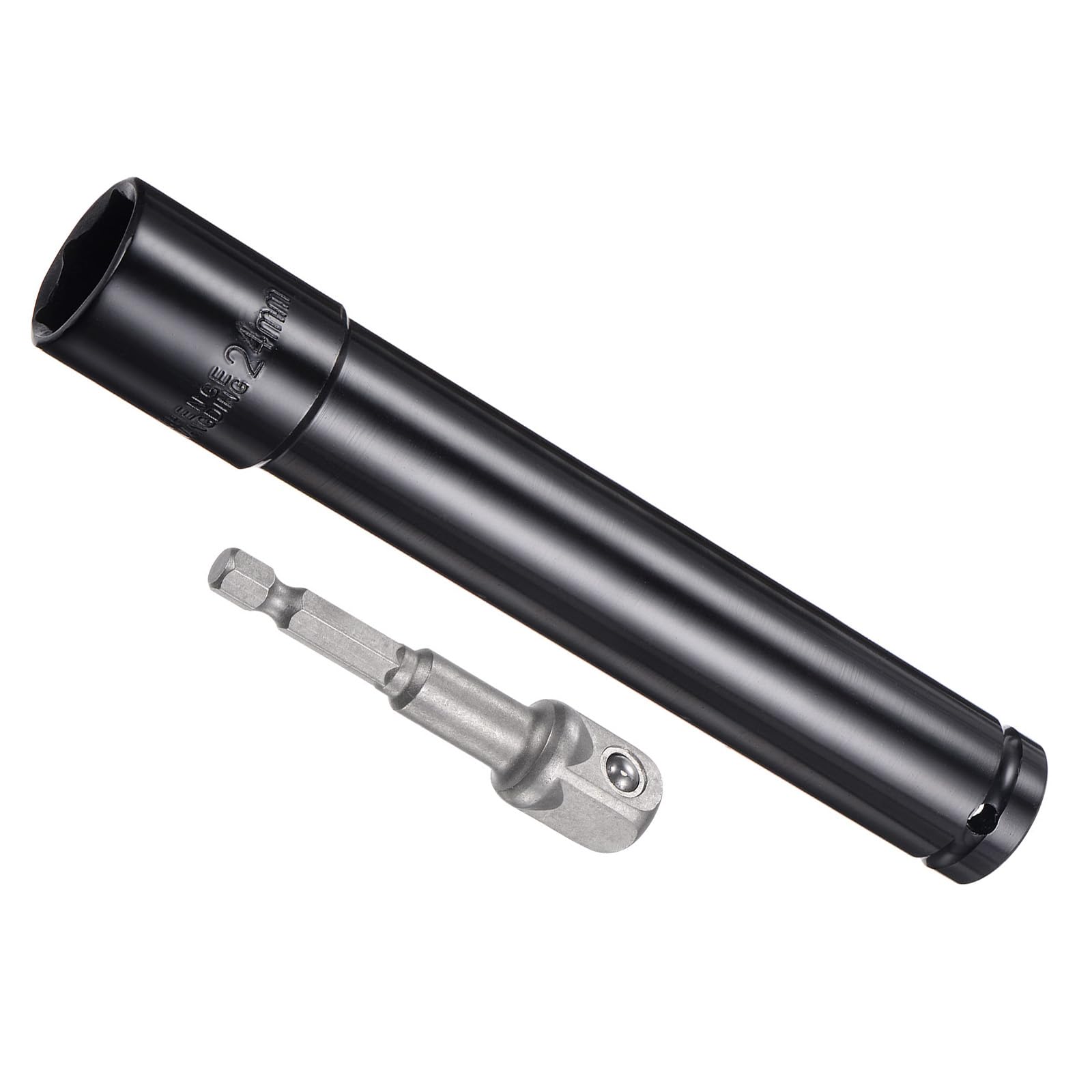 CoCud Deep Socket Set, 24mm Socket 8" Length 1/2" Drive, CR-V 6-Point Drive Socket Accessory Set with 1/4" Socket Adapter - (Applications: for Electric Hand Drill Screwdriver)