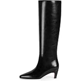 Modatope Knee High Boots Women Square Toe Kitten Heel Tall Boots | Womens Low Heel Fashion Heeled Fall Boots, Dressy Tall Long Boots For Women