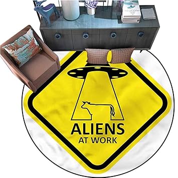Amazon Com Round Rug Outer Space Aliens Kidnapping Cow Baby Room